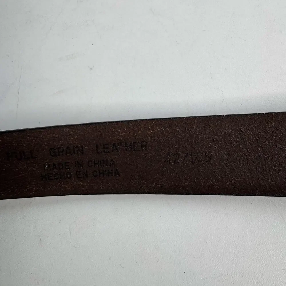 Dockers Brown Full Grain Leather Belt Solid Brass Size 42